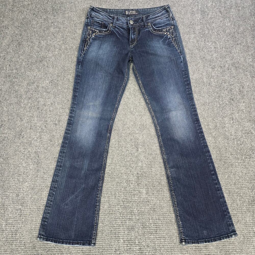 Silver Jeans Suki 17 Womens 30x33 Dark Wash Bootcut Embellished Studded Y2K